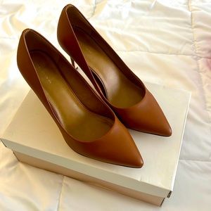 Brown Faux Leather Pump Heels